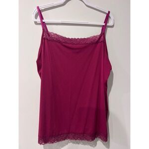 Retro Fashion Bug Womens 3X Magenta Pink Lace Trim Adjustable Strap Camisole Top
